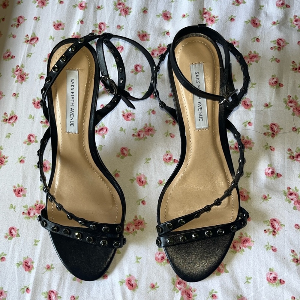 Saks Fifth Avenue black embellished heels
